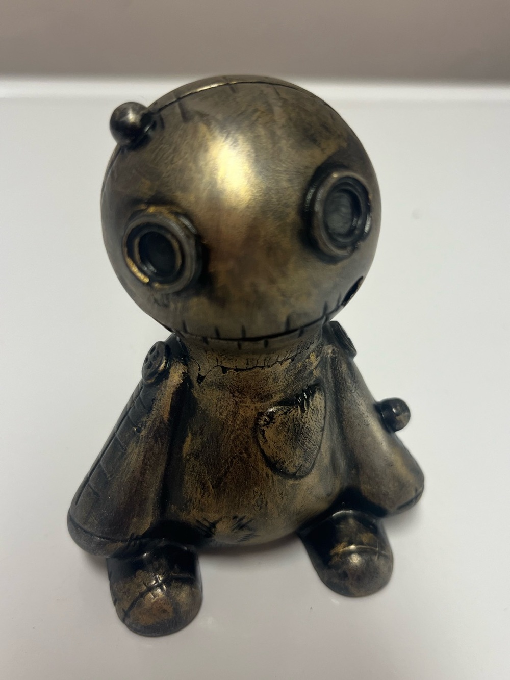 Handmade Gothic Plush Doll Figurine Bronze Finish Art Statue Creepy Cute Decor